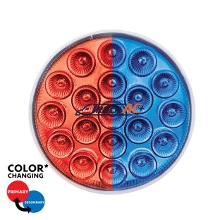 19 LED 4" Round Double Fury Light (Stop & Turn) - Red & Blue LED/Clear Lens - United Pacific 35947