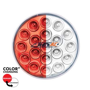 19 LED 4" Round Double Fury Light (Stop & Turn) - Red & White LED/Clear Lens - United Pacific 35950