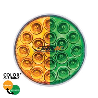 19 LED 4" Round Double Fury Light (Turn Signal) - Amber & Green LED/Clear Lens - United Pacific 35952