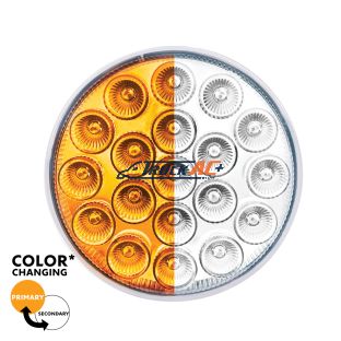 19 LED 4" Round Double Fury Light (Turn Signal) - Amber & White LED/Clear Lens - United Pacific 35954