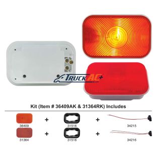 Rectangular Turn Signal Light Kit - Amber Lens - United Pacific 36409AK
