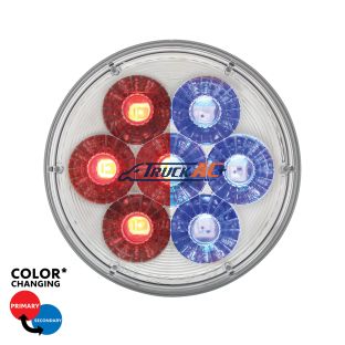 14 LED 4" Round Double Fury Light (Stop, Turn & Tail) - Red & Blue LED/Clear Lens - United Pacific 36529