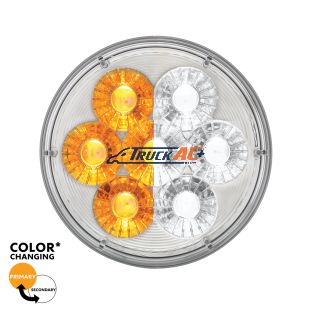 14 LED 4" Round Double Fury Light (Turn Signal) - Amber & White LED/Clear Lens - United Pacific 36532