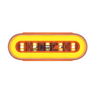 22 LED 6" Oval Clear Lens With Halo Insert GloLight Light - Amber LEDs/Amber Insert - United Pacific 36925B
