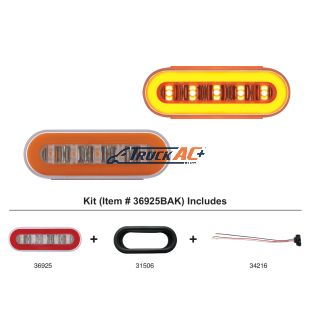 22 LED 6" Oval Clear Lens With Halo Insert GloLight Light Kit - Amber LEDs/Amber Insert (Each) - United Pacific 36925BAK