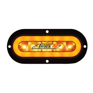 22 LED 6" Oval Flange Mount GloLight (Turn Signal) - Amber LED/Amber Lens - United Pacific 36954