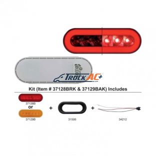 22 LED 6" Oval GloLight Bar Kit (Turn Signal) - Amber LED/Amber Lens (Each) - United Pacific 37129BAK