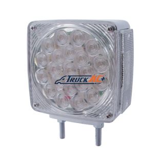 45 LED Double Stud Double Face Turn Signal Light (Driver) - Amber & Red LED/Clear Lens - United Pacific 38707