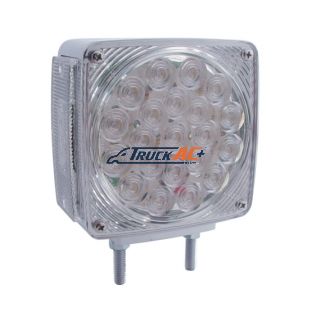 45 LED Double Stud Double Face Turn Signal Light (Passenger) - Amber & Red LED/Clear Lens - United Pacific 38708