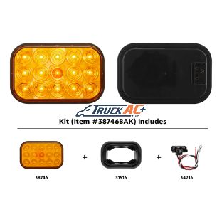 15 LED Rectangular Turn Signal Light Kit - Amber LED/Amber Lens - United Pacific 38746BAK