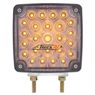 52 LED Double Stud Double Face Turn Signal Light (Driver) - Amber & Red LED/Clear Lens - United Pacific 38758