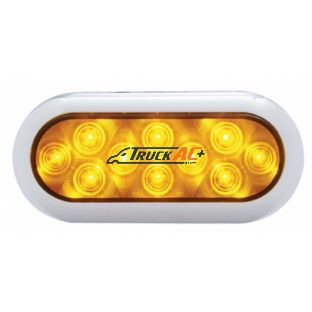 10 LED 6" Oval Flange Mount Turn Signal Light With Bezel - Amber LED/Amber Lens - United Pacific 38901