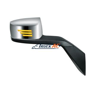82361059 Chrome Hood Mirror Assembly With Sequential LED Turn Signal For 2004-2017 Volvo VNL-Passenger - United Pacific 42235