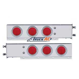 3-3/4" Bolt Pattern Deluxe Stainless Spring Loaded Light Bar With 6X 4" Lights & Visors (Pair) - United Pacific 22240