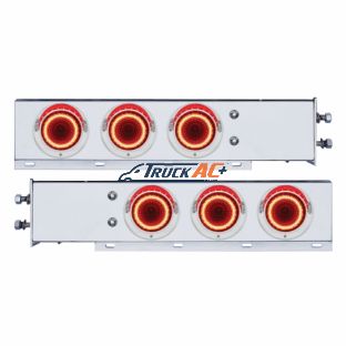 2-1/2" Bolt Pattern SS Spring Loaded Rear Bar W/6X 4" Red LED Mirage Lights & Visor -Clear Lens (Pair) - United Pacific 22253