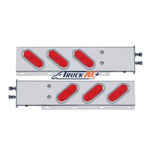 2-1/2" Bolt Pattern Stainless Spring Loaded Light Bar With 6X Oval Lights & Visors (Pair) - United Pacific 22354