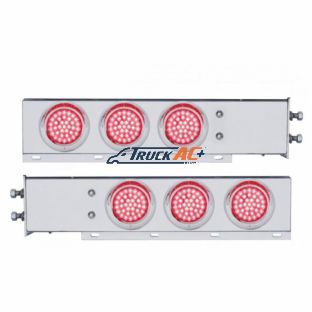 2-1/2" Bolt Pattern Chrome Spring Loaded Bar W/6X 36 LED 4" Lights & Visors -Red LED & Lens (Pair) - United Pacific 61679