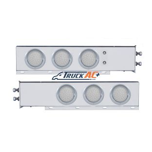 2" Bolt Pattern SS Spring Loaded Bar With 6X 36 LED 4" Lights & Visors -Red LED/Clear Lens (Pair) - United Pacific 61805