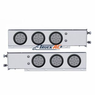 3-3/4" Bolt Pattern Deluxe SS Spring Loaded Bar W/6X 12 LED 4" Light -Red LED/Clear Lens (Pair) - United Pacific 63552