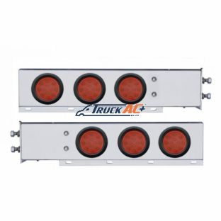 2-1/2" Bolt Pattern Chrome Spring Loaded Bar W/6X 12 LED 4" Reflector Lights -Red LED & Lens (Pair) - United Pacific 63643