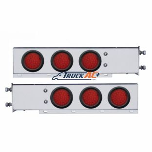 3-3/4" Bolt Pattern Deluxe SS Spring Loaded Bar W/6X 36 LED 4" Light -Red LED & Lens (Pair) - United Pacific 63677