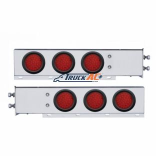 2-1/2" Bolt Pattern Chrome Spring Loaded Bar W/6X 36 LED 4" Lights -Red LED & Lens (Pair) - United Pacific 63679