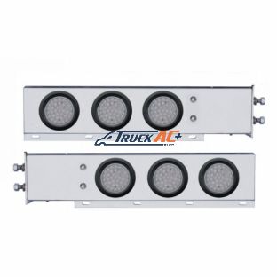 2-1/2" Bolt Pattern Chrome Spring Loaded Bar W/6X 36 LED 4" Lights -Red LED/Clear Lens (Pair) - United Pacific 63680