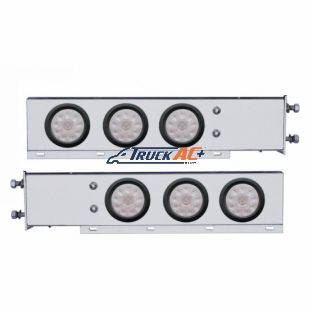 2-1/2" Bolt Pattern SS Spring Loaded Bar With 6X 4" 10 LED Lights -Red LED/Clear Lens (Pair) - United Pacific 63729