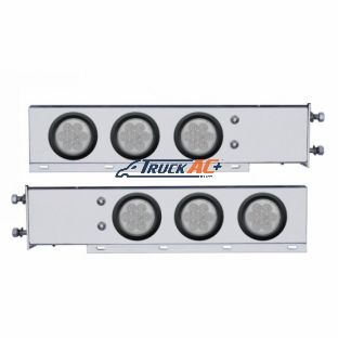 2-1/2" Bolt Pattern SS Spring Loaded Bar With 6X 4" 7 LED Lights -Red LED/Clear Lens (Pair) - United Pacific 63731