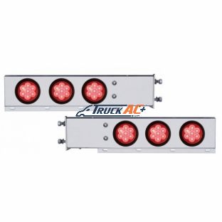 3-3/4" Bolt Pattern Deluxe SS Spring Loaded Bar W/6X 7 Red LED 4" Reflector Light -Red Lens (Pair) - United Pacific 63748