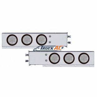 2-1/2" Bolt Pattern Chrome Spring Loaded Bar W/6X 4" 7 LED Lights -Red LED/Clear Lens (Pair) - United Pacific 63751