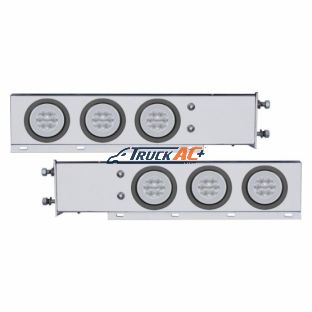 3-3/4" Bolt Pattern SS Spring Loaded Bar With 6X 21 LED 4" GloLight -Red LED/Clear Lens (Pair) - United Pacific 63763