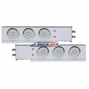 2" Bolt Pattern SS Spring Loaded Bar With 6X 21 LED 4" GloLight & Visors -Red LED/Clear Lens (Pair) - United Pacific 63769