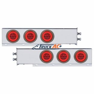2" Bolt Pattern SS Spring Loaded Bar With 6X 21 LED 4" GloLight -Red LED & Lens (Pair) - United Pacific 63770