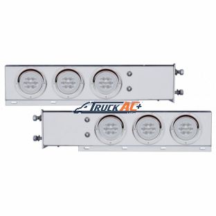 3-3/4" Bolt Pattern Deluxe SS Spring Loaded Bar W/6X 21 Red LED 4" GloLight & Visors -Clear Lens (Pair) - United Pacific 63777