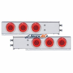 2-1/2" Bolt Pattern Chrome Spring Loaded Rear Bar W/6X 21 Red LED 4" GloLight & Visors-Red Lens (Pair) - United Pacific 63780