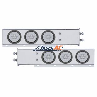 2-1/2" Bolt Pattern Chrome Spring Loaded Rear Bar W/6X 21 Red LED 4" GloLight & Grommet-Clear Lens (Pair) - United Pacific 63783