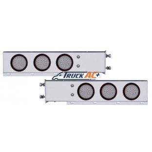 3-3/4" Bolt Pattern SS Spring Loaded Bar With 6X 36 LED 4" Lights -Red LED/Clear Lens (Pair) - United Pacific 63801