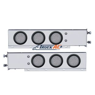 2-1/2" Bolt Pattern SS Spring Loaded Bar With 6X 36 LED 4" Lights -Red LED/Clear Lens (Pair) - United Pacific 63803