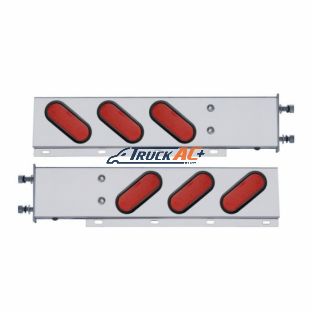 3-3/4" Bolt Pattern SS Spring Loaded Bar With 6" Oval 19 LED Lights -Red LED & Lens (Pair) - United Pacific 63806
