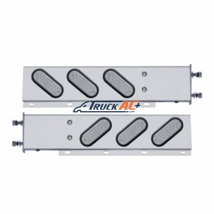 3-3/4" Bolt Pattern SS Spring Loaded Bar With 6" Oval 19 LED Lights -Red LED/Clear Lens (Pair) - United Pacific 63807