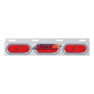 Stainless Top Mud Flap Plate With 3 Oval Lights & Visor - Red Lens (Each) - United Pacific 10658
