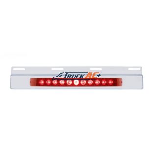 Stainless Top Mud Flap Plate With 11 LED 17" Light Bar - Red LED/Red Lens (Each) - United Pacific 21422