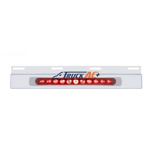 Stainless Top Mud Flap Plate With 11 LED 17" Light Bar & Bezel - Red LED/Red Lens (Each) - United Pacific 21426
