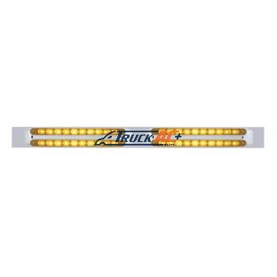 Chrome Top Mud Flap Plate With Four 10 LED 9" Light Bars - Amber LED/Amber Lens (Each) - United Pacific 37206