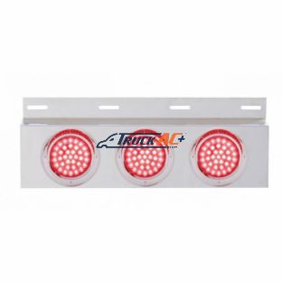 Stainless Top Mud Flap Plate With 3X 36 LED 4" Lights & Visors - Red LED/Red Lens (Each) - United Pacific 61702
