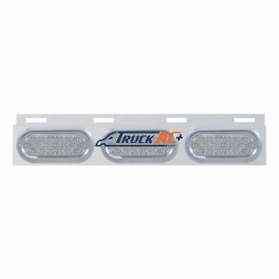 Stainless Top Mud Flap Plate With 3X 19 LED 6" Oval Lights & Visors - Red LED/Clear Lens (Each) - United Pacific 61711