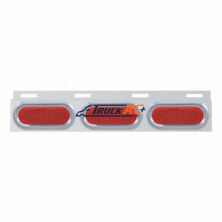 Stainless Top Mud Flap Plate With Three 12 LED Lights & Visor - Red LED/Red Lens (Each) - United Pacific 61712