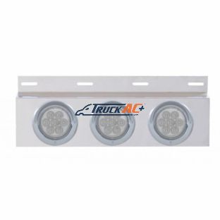 Stainless Top Mud Flap Plate With 3X 7 LED 4" Lights & Visors - Red LED/Clear Lens (Each) - United Pacific 61759