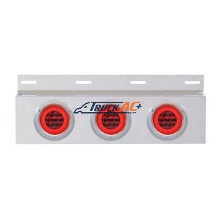 Stainless Top Mud Flap Plate With 3X 21 LED 4" GloLight & Bezels - Red LED/Red Lens (Each) - United Pacific 61860